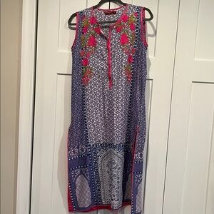 Khaadi Pret EMBROIDERED Kurta DRESS Size 10 MIX PRINT 100% COTTON Lightweight